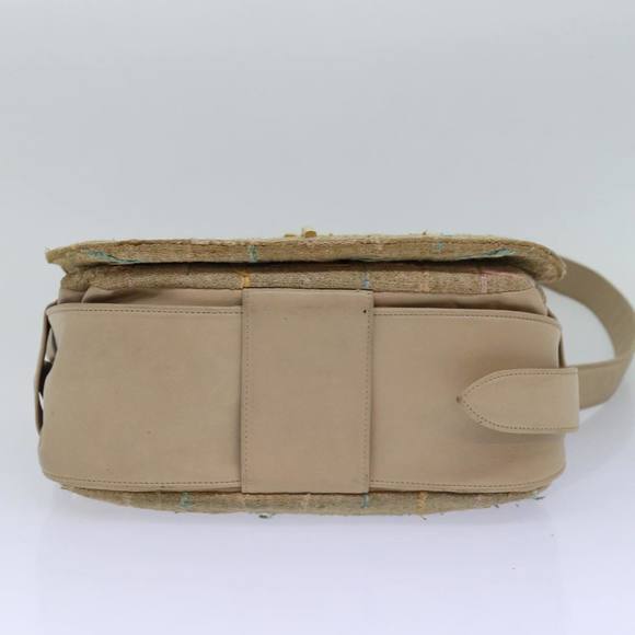 CHANEL Shoulder Bag Tweed Leather Beige CC Auth 77795 - Picture 5 of 16